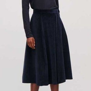 COS Full Midi Length Skirt Deep Navy Blue Corduroy
